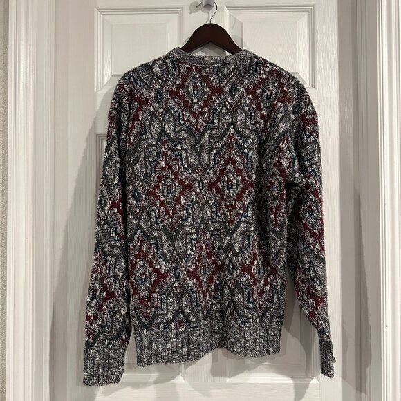 Vintage 80s/90s Great Times Gray Red Green Geometric Patterned Knit Sweater EUC - Picture 2 of 4
